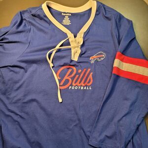 Buffalo Bills Womens Plus Size Lace Up 4XL Cotton Sleepwear Nightgown Shirt